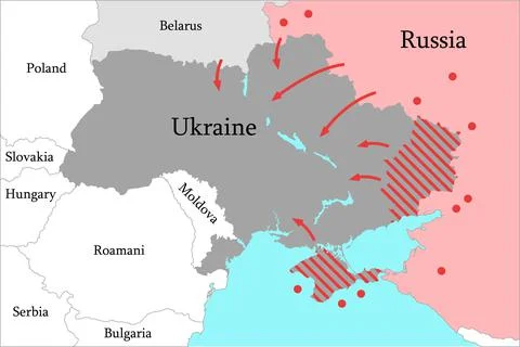 Map of the war in Ukraine and the Middle East. Stock Illustration