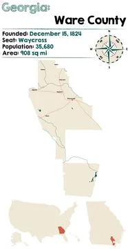 Map of Ware County in Georgia Stock Illustration