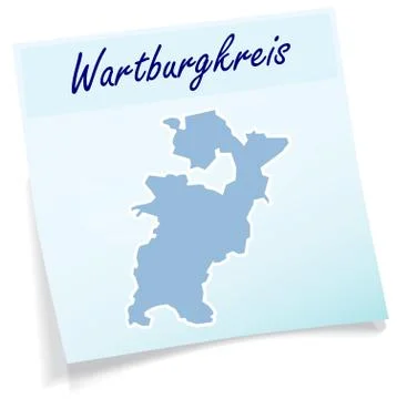 Map of wartburgkreis as sticky note Stock Illustration
