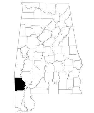Map of Washington County in Alabama state on white backround. single County.. Stock Illustration