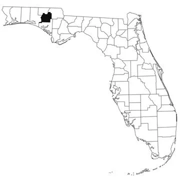 Map of Washington County in Florida state on white background. single Count.. Stock Illustration