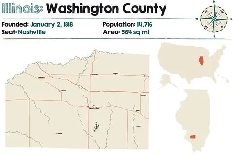 Map of Washington County in Illinois Stock Illustration