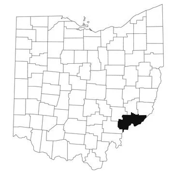 Map of Washington County in Ohio state on white background. single County m.. Stock Illustration