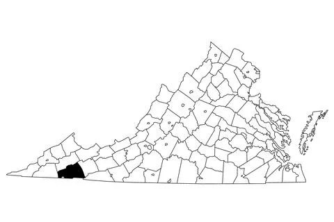 Map of Washington County in Virginia state on white background. single Coun.. Stock Illustration