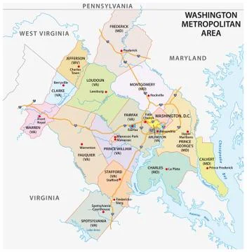 Map of Washington DC Metropolitan Area is the metropolitan area based in Wash Illustrazione stock