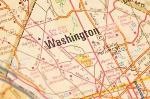 Map-Of-Washington-DC Stock Photos