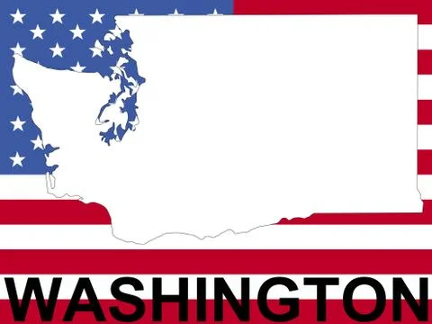 Map of washington on flag Stock Illustration