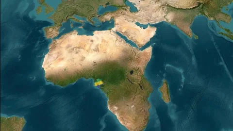 Map with waving flag of Gabon Stock Footage 294127575