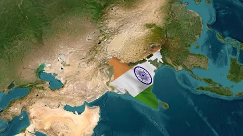 Map with waving flag of India Video stock 294127931
