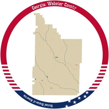 Map of Webster County in Georgia, USA arranged in a circle. Stock Illustration
