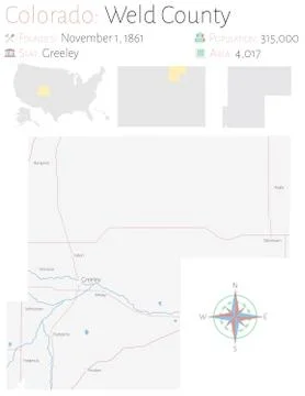 Map of Weld County in Colorado Stock Illustration