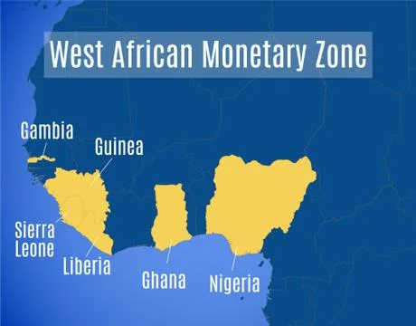 Map of the West African Monetary Zone Stock Illustration