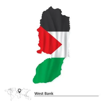 Map of West Bank with flag Stock Illustration