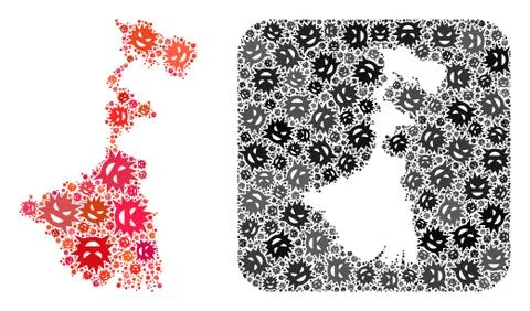 Map of West Bengal State - Flu Virus Mosaic with Empty Space Stock Illustration
