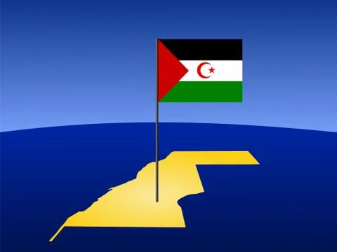 Map of western sahara with flag Illustrazione stock