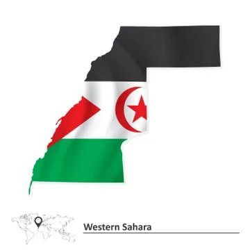 Map of Western Sahara with flag Stock Illustration