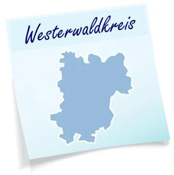 Map of westerwaldkreis as sticky note Stock Illustration
