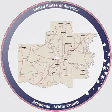 Map of White County in Arkansas Stock Illustration