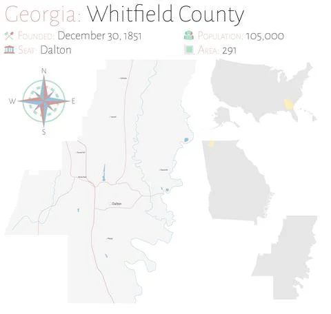 Map of Whitfield County in Georgia Stock Illustration