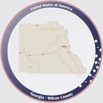 Map of Wilcox County in Georgia Stock Illustration