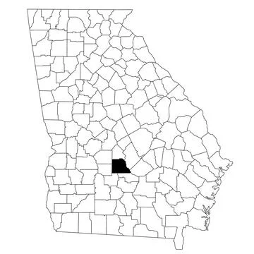 Map of Wilcox County in Georgia state on white background. single County ma.. Stock Illustration