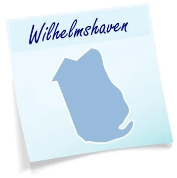 Map of wilhelmshaven as sticky note Stock Illustration