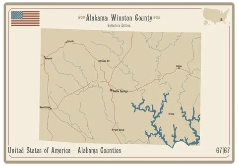 Map of Winston county in Alabama Stock Illustration