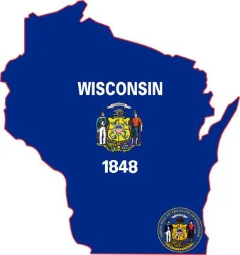 Map of Wisconsin State USA Stock Illustration