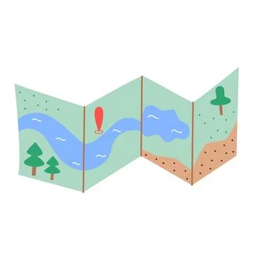 Map of wooded area with destination point for tourist hiking trip Stock Illustration