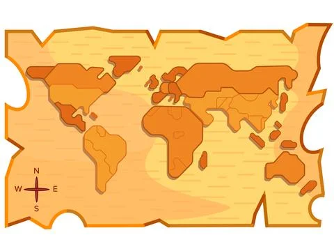 Map On Wooden Board Stock Illustration