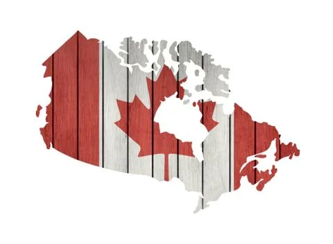 Map With Wooden Flag Of Canada Stock Illustration