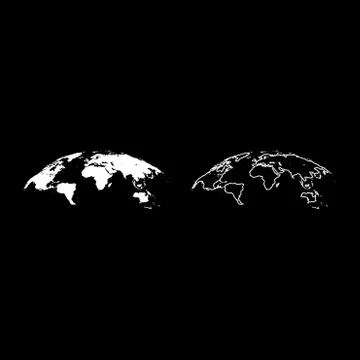 Map of world 3d effect surface icon set white color illustration flat style s Stock Illustration