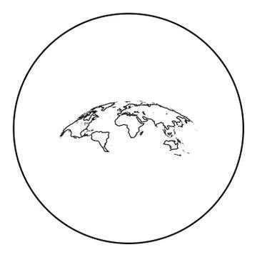 Map of world 3d effect surface icon black color in round circle Illustrazione stock