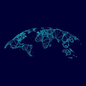 Map of world 3d effect surface low poly triangulation triangulated polygona.. Stock Illustration