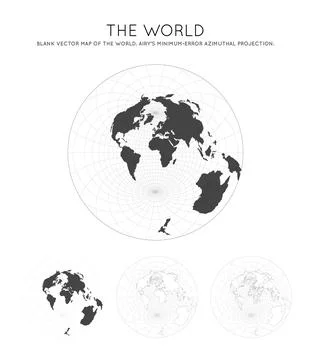 Map of The World. Airy's minimum-error azimuthal projection. Globe with lat.. イラスト素材