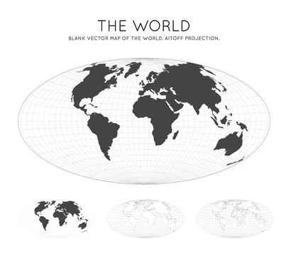 Map of The World. Aitoff projection. Globe with latitude and longitude line.. Stock Illustration