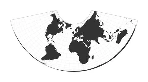 Map of The World. Albers conic equal-area projection. Globe with latitude a.. Illustrazione stock