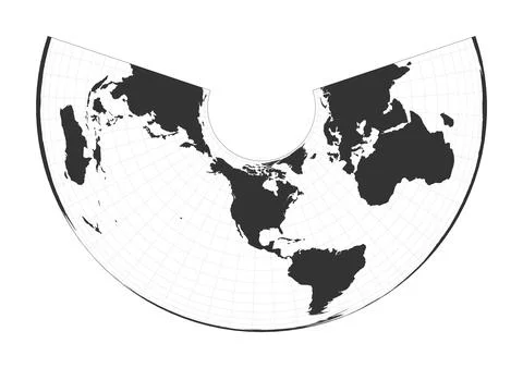 Map of The World. Albers equal-area conic projection. Globe with latitude a.. Stock Illustration