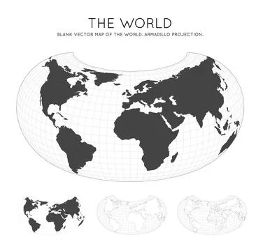 Map of The World. Armadillo projection. Globe with latitude and longitude l.. イラスト素材