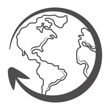 Map world arrow around globe linear design icon 스톡 일러스트