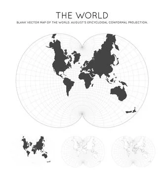 Map of The World. August's epicycloidal conformal projection. Globe with la.. Stock Illustration