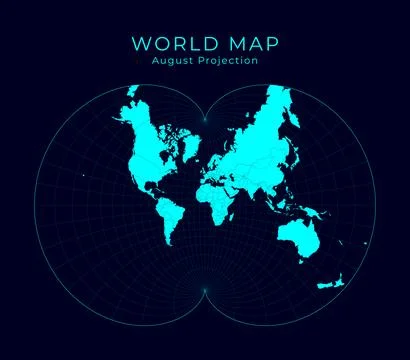 Map of The World. August's epicycloidal conformal projection. Futuristic In.. イラスト素材