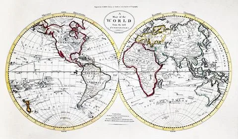 A Map of the World from the best Authorities (1795) from Carey's American E.. Stock Illustration