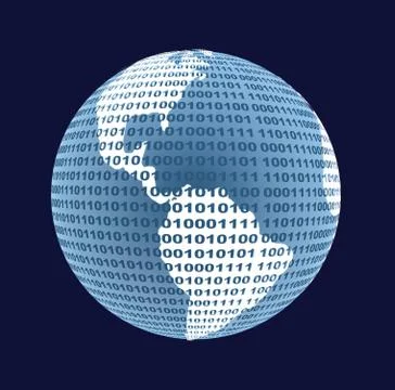 Map of the world from a binary code Stock Illustration