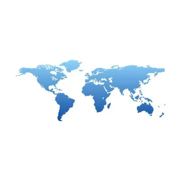 Map of the world - blue gradient silhouette over white background Stockillustratie