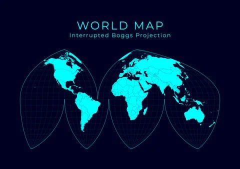 Map of The World. Bogg's interrupted eumorphic projection. Futuristic Infog.. Stock Illustration