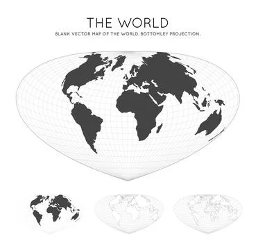 Map of The World. Bottomley projection. Globe with latitude and longitude l.. 스톡 일러스트