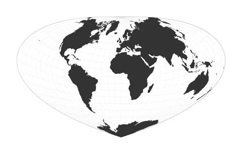 Map of The World. Bottomley projection. Globe with latitude and longitude n.. イラスト素材