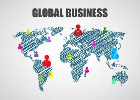 Map of the world, business background, vector illustration Stock Illustration