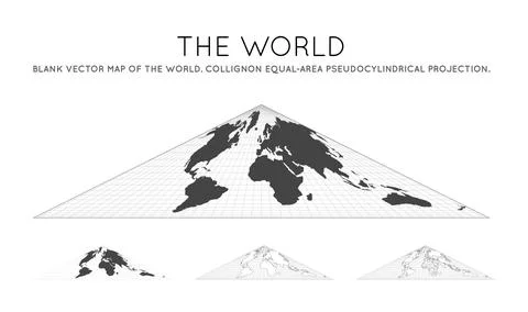 Map of The World. Collignon equal-area pseudocylindrical projection. Globe .. Stock Illustration